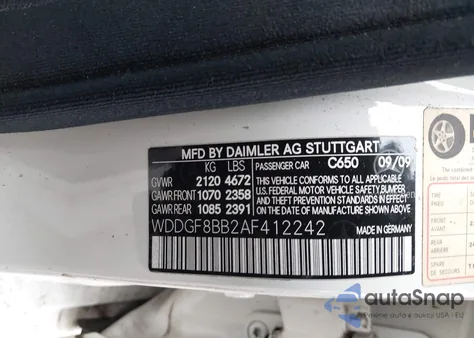2010 Mercedes-Benz C 300 Luxury 4Matic/Sport 4Matic from USA, damaged, VIN WDDGF8BB2AF412242